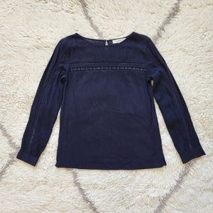 LOFT Gauze Long Sleeve Peasant Blouse Sz S